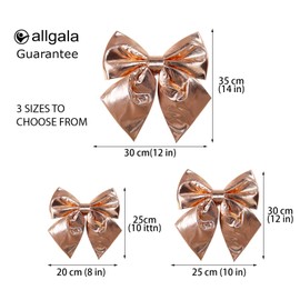 allgala - Lazos decorativos de tela metálica para guirnalda, árbol de Navidad, silla, boda, paquete de 2 unidades, 14 unidades, 30 x 35 cm, oro rosa, XBW92373