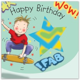 Twizler Happy Birthday Card with Skateboard - Boys Birthday Card - Happy Birthday Card Boy - Birthday Card For Boy - Sporty Birthday Card - Childrens Birthday Cards