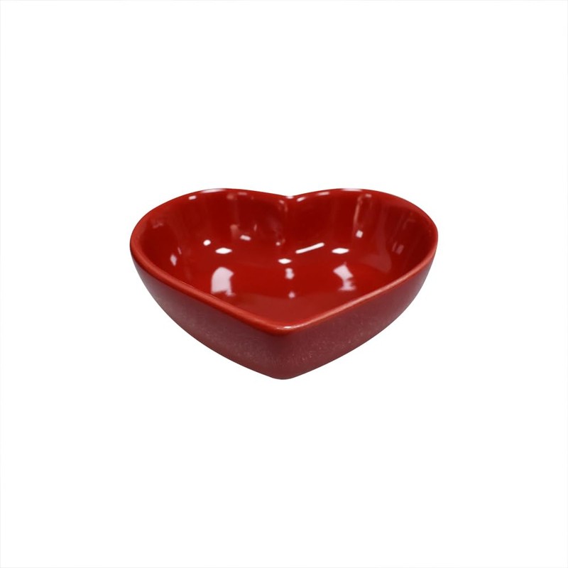 Albedel Red 6 pcs Heart Shaped Porcelain Soy Sauce Dish