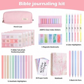 Bible Study Supplies Journaling Kit, Bible Study Kit, with Prayer Card Tabs and Highlighter, Notebook and Pen Case, Bible Annotation kit, Bible Journaling Kit for Women, Christian Gifts for Women