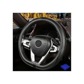Funda para Volante en Forma de D,Funda para Volante de Coche, 15 Pulgadas,Transpirable, Antideslizante,con 1 pcs Toallas de Limpieza de Microfibra (Ne