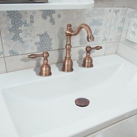 Akicon Push Button Antique Copper Finish Bathroom Sink Drain Stopper Without Overflow - 3 Years Warranty