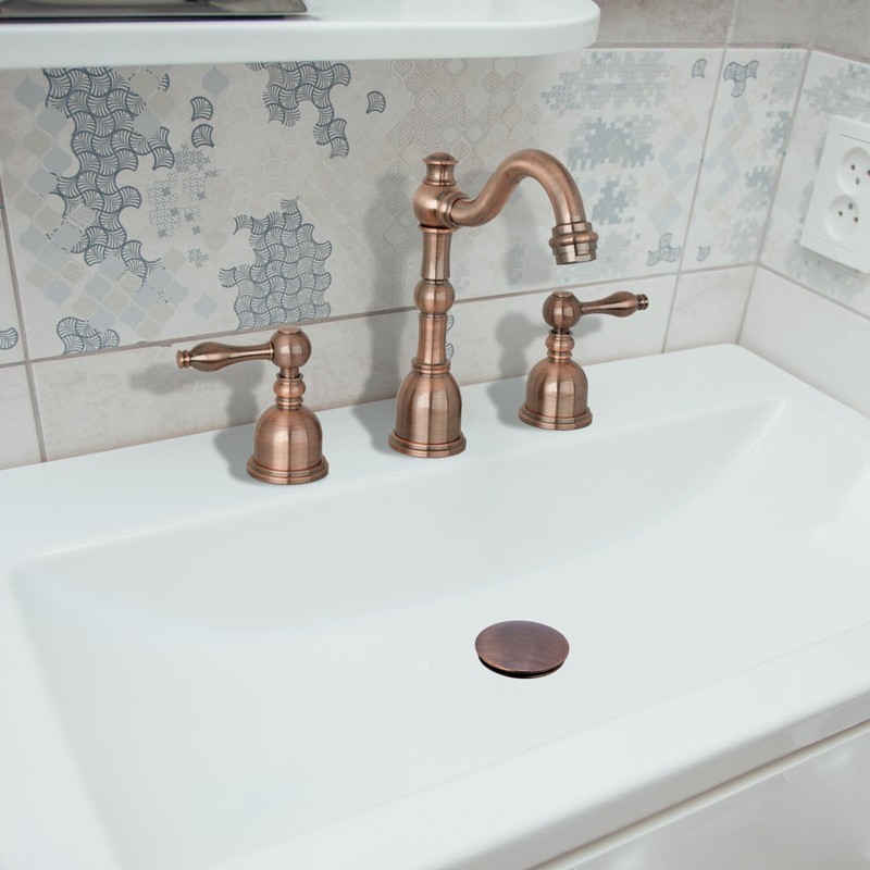 Akicon Push Button Antique Copper Finish Bathroom Sink Drain Stopper