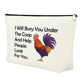 Funny Chicken Gift Chicken Lovers Makeup Bag Crazy Chicken Lady Gift I Will Bury You Under The Coop Cosmetic Bag Chicken Farmer Gifts Birthday Christmas Gifts for Chicken Mom Lady Girls