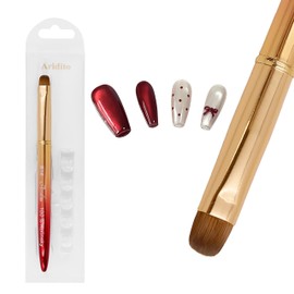 Pure Kolinsky French Nail Brush with Metal Handle (Red-Gold, 14#)