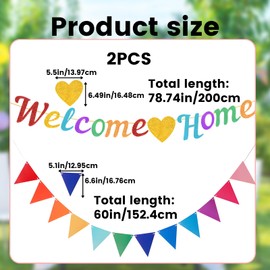 2 Pcs Welcome Home Banners, 74-inches Colorful Welcome Home Decorations for Parties, For Family Gatherings, and Housewarming Events, Welcome Banner for Wall Decor, Welcome Home Decorations