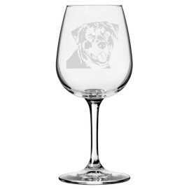 Etched Laser Art Rottweiler Dog Themed Etched All Purpose 12.75oz Wine Glass