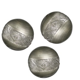 Creative Scents Dublin Silver 3” Decorative Balls - Set of 3 Decorative Balls for Bowls and Vases, Decorative Orbs, Premium Home Decor Vase Filler, Spheres for Coffee Table Decor, Dining, Living Room