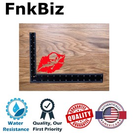 02 Pcs Skull Crossbones Kiss of Death Girl Lips Bumper Decal Sticker Waterproof for Electrical Panel Warning Sign Car Motorcycle Helmets Wind Screens Laptop 4.5" Wide x 3.5" Tall. 01 Red & 01 Black