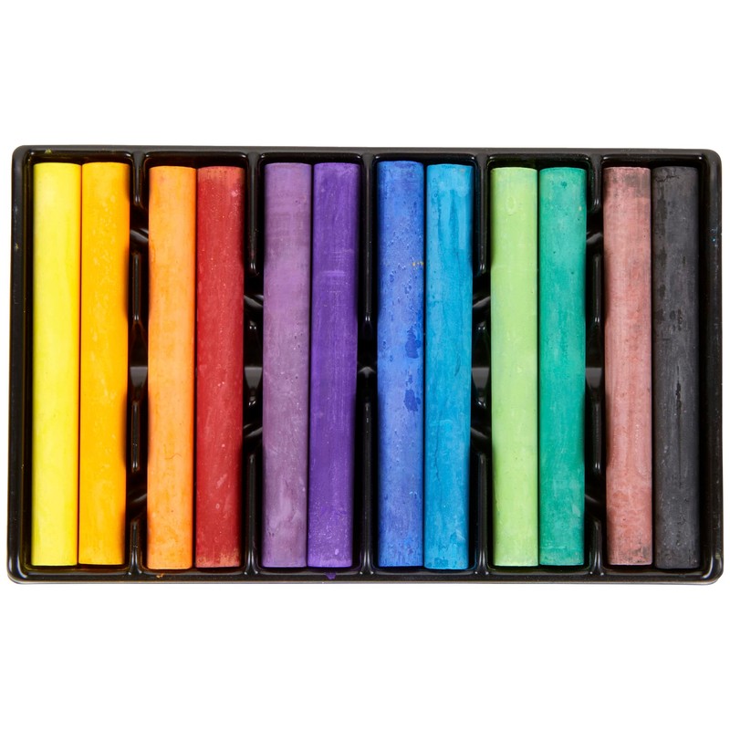 Coloured Drawing Chalk, 12 Assorted Colours, 12 Sticks/Set, Pack of