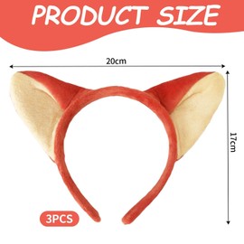 Pack of 3 Fox Ear Headbands, Headbands for Women, Creative Animal Ear Headbands, Cute Plush Headwear, Clothing Decoration