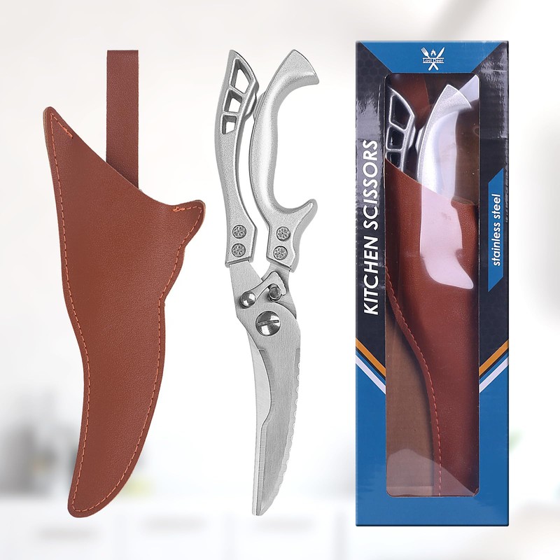 Kitchen Scissors with Metal Handles for Chicken, Poultry, Fish, Meat