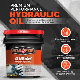 STARFIRE AW32 Hydraulic Oil – 5 Gallon Pail – Premium Anti-Wear, Anti-Foam, Rust and Corrosion Protection Hydraulic Fluid for Industrial and Mobile Equipment