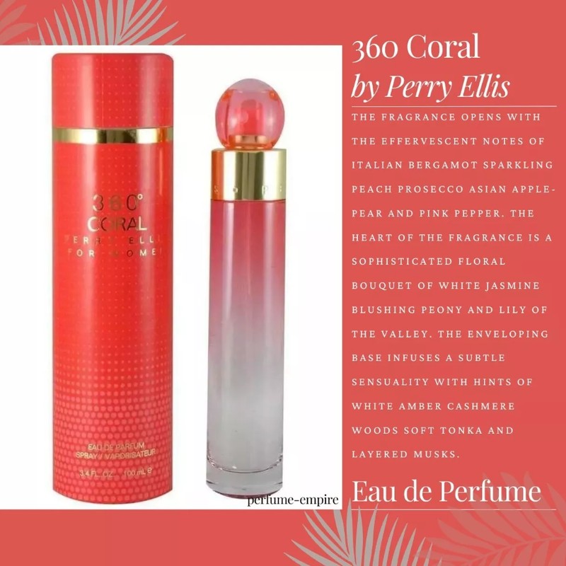360 Coral Perry Ellis Women 3.4 oz 3.3 edp perfume