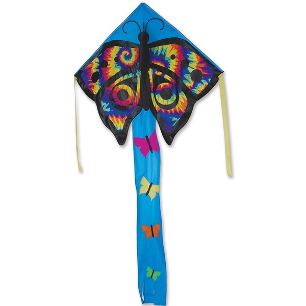 Large Easy Flyer Kite - Tye Dye Butterfly (46" X 90") with 300 Ft 30lb Test Kite String and Winder