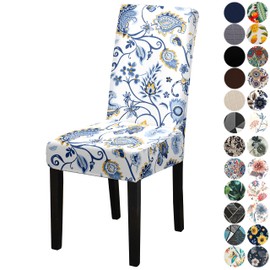 Lalluxy Stretchy Parson Chair Slipcovers for Dining Room Chair seat Covers Chair Protectors for Party Pet Protection Universal Fit Soft Polyester (Set of 4, Blue Flowers III)