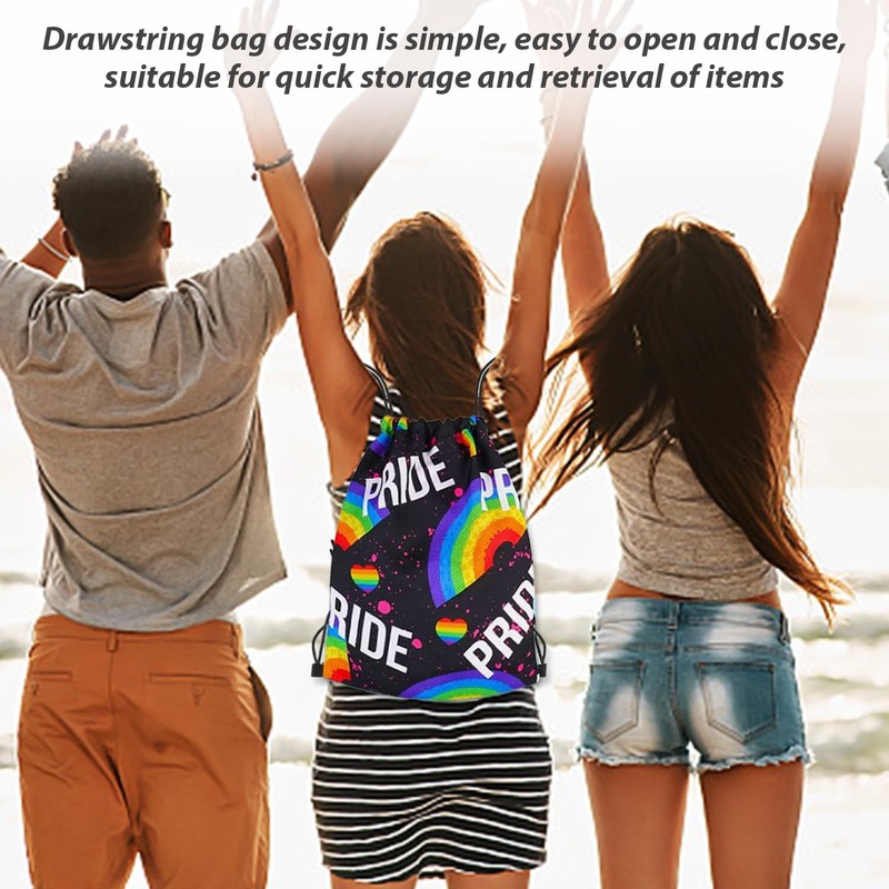 2 Pieces Drawstring Bags, 4 Pieces Wristbands, Rainbow Backpack, Item