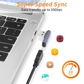 QIANRENON 90° USB 3.1 to USB C Adapter USB A Male to Type C Female Right Angle Coupler 10Gbps OTG Data Transfer Charging Converter Connector for Smartphone, Tablet, Pack of 2