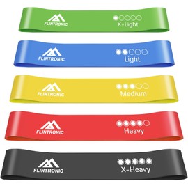 Flintronic Resistance Bands Set of 5, Resistance Bands with 5 Different Resistance Levels, Fitness Exercise Loop Bands for Yoga, Pilates, Muscle Building, Gym