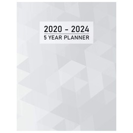 FIVE YEAR PLANNER: 2020-2024 Weekly Monthly Calendar I Geometric Grayscale Binding I 5 Years Appointments, Family Events, Log Book Business I Agenda & Schedule I Motivational Journal I Christmas Gift