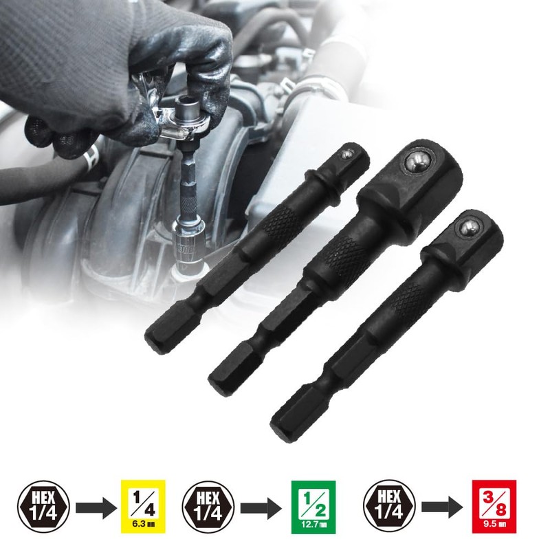 Astro Products 1/4HEX Socket Conversion Adapter (3-Pack) | Drill Driver
