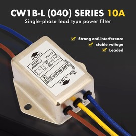 Uadme EMI Filter, EMI Power Filter, 125/250V Electromagnetic Interference Filter, CW1B-10A-L(040) Single-Phase Filter for Suppressing Continuous and Intermittent Pulse Interference