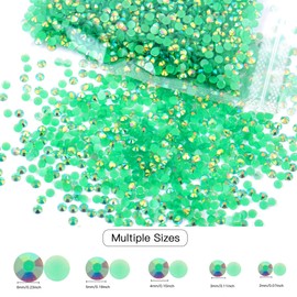 RODAKY 5000Pcs Resin Rhinestones，2MM Dark Green AB Round Flatback Jelly Rhinestones for Crafts DIY Crystal Gems Shiny Diamond for Nails Design Rhinestones Bulk Tumblers Face Makeup Clothes Shoes