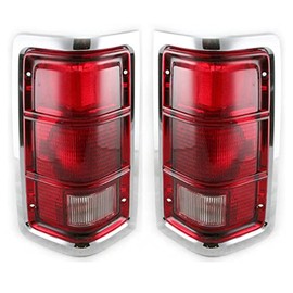 Taillights Lamp With Chrome Trim Pair Set for 81-87 Ramcharger Pickup Truck