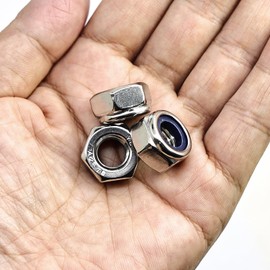 MINHER M10-1.5 Nylon Insert Locknuts,304 Stainless Steel Lock Nuts, Metric Thread Nylock Nuts DIN985 (5 pcs)