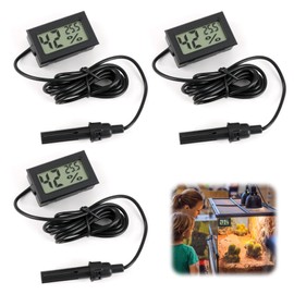 teasteam Digital Thermometer Hygrometer 3 Pack Mini Humidity Meter Reptile Thermometer for Accurate Humidity & Temperature for Reptiles Thermostat Terrarium Incubator Aquarium Office and Living Room