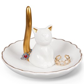 Spegiffu Cat Mom Gifts for Women Cat Ring Holder Dish Wedding Engagement Ring Dish Jewelry Dish Ring Stand