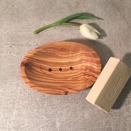 Soap Dish Olive Wood Oval / Soap Holder / Soap Safer, perforated, handmade