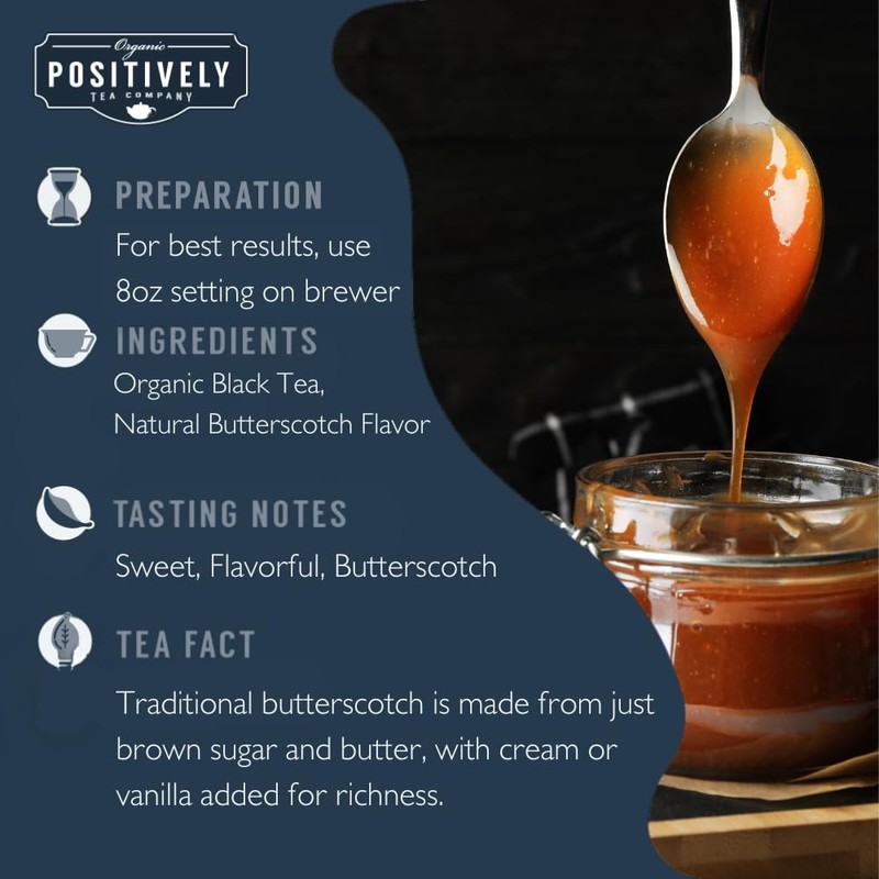 Organic Positively Tea Company, Butterscotch Black Tea, K-Cup Compatible, 24