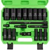 SWANLAKE 19-Piece 1/2" Impact Socket Set, 6 Point Impact Set,