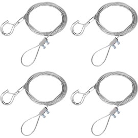 Set of 4 Fall Prevention Wire, Sling with Hooks, Adjustable Stainless Steel Wire, Picture Rail, Wire, Length 59.1 inches (150 cm), Diameter 0.6 inches (1.5 mm), Load Capacity 44.1 lbs (20 kg),