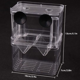 Tiberham Fish Breeding Box, Acrylic Floating Fish Hatchery Isolation Box, Double Layer Fry Hatching Incubator Breeding Rearing Trap, Aquarium Tank Fish Parenting Container Divider with Suction Cups