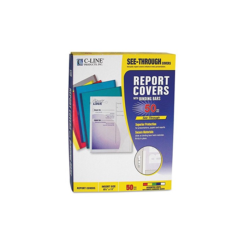 No-Punch Report Covers for 11" x 8-1/2" Sheets, Assorted, 50