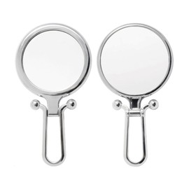 Celebrity portable folding double-sided 2x magnification hand mirror stand / 셀러브리티 휴대용 접이식 양면 2배 확대 손거울 대