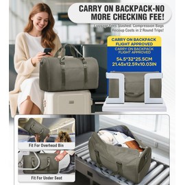 VECAVE Convertible Garment Duffle Bags for Travel, Carry On Garment Bag for Women Men 2 in 1 Hanging Suit Bag, Large Weekender Bags for Business Trip Wedding Hanging Clothes Green