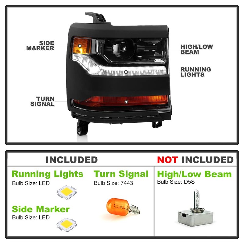 ACANII - For [HID/Xenon Model] 2016-2018 Chevy Silverado 1500 LED
