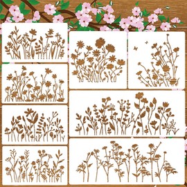 Reusable Wild Flower Stencils, Floral Templates for Field Plants Painting on Wood Wall