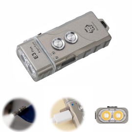 RovyVon E3 Plus 7075 EDC Flashlight USB C Rechargeable, High CRI Warm White Small Keychain Flashlight, Supports Triple A Battery Compact Flat Flashlight, Dual Power Source, Dual Switch Easy to Use.