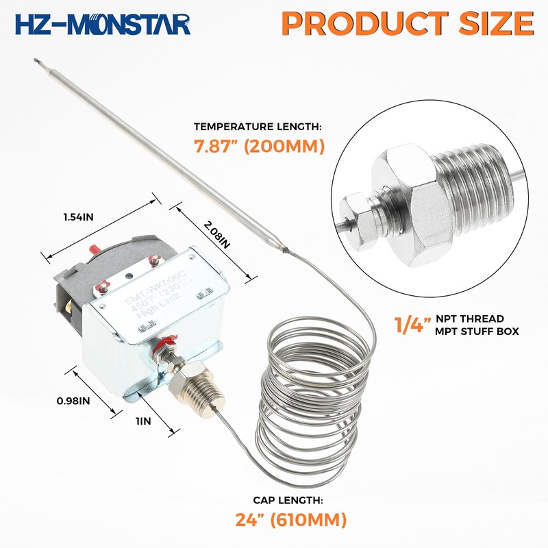 HZ-MONSTAR PP10084 High Limit Thermostat Fryer Switch Lchmo5030 Compatible with