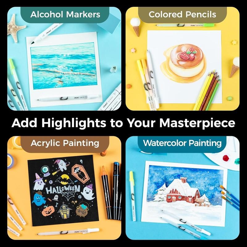 Ohuhu Gel Ink Pens: 12 Pack Extra Fine Point Opaque