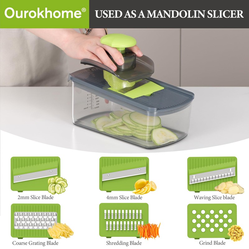 Ourokhome Veggie Chopper and Dicer with Container, Manual Hand Food