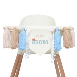 My First Rodeo High Chair Tassels Banner - Cowboy 1st Birthday High Chair Banner,First Rodeo Fabric Garland,Cowboy High Chair Banner For Photo Props
