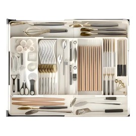 Organizador De Cajones Cubiertos Extensible 7compartimientos Blanco