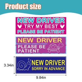 ZIMISI 3PCS New Driver Magnet for Car, Reusable Reflective Rookie Driver Safety Warning Sign, Funny Removable Magnetic Novice Bumper Sticker Decal Accessories