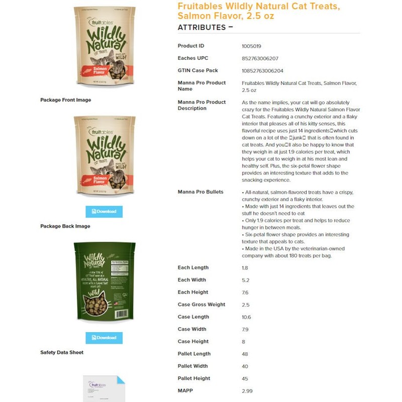 Wildly Natural Cat Treats, 2.5 Ounces, Salmon Flavor
