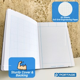 Engineering Computation Notepad, Great for Drawings and Calculations, 6" x 8", Book Bound, 5 x 5 Graph Rule on Back, Blue Tint Low Glare Paper, 85 Sheets